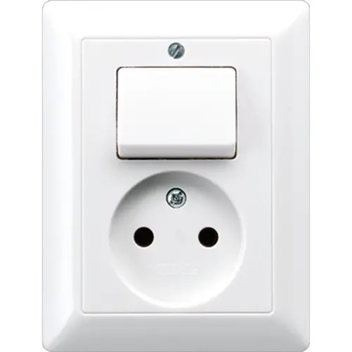 JUNG AS 5546 EU WW combinatie schakelaar/wandcontactdoos zonder randaarde AS500 alpine wit