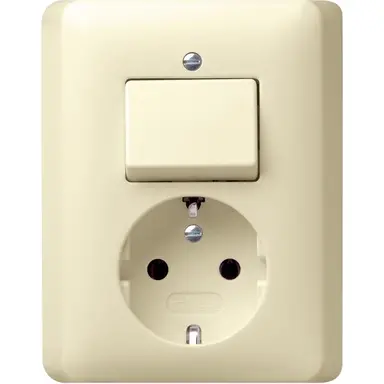 Gira 017601 combinatie schakelaar en wandcontactdoos randaarde Standaard 55 creme glans