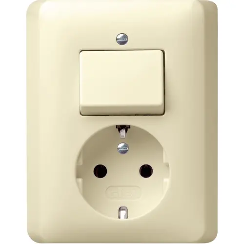 Gira 017601 combinatie schakelaar en wandcontactdoos randaarde Standaard 55 creme glans