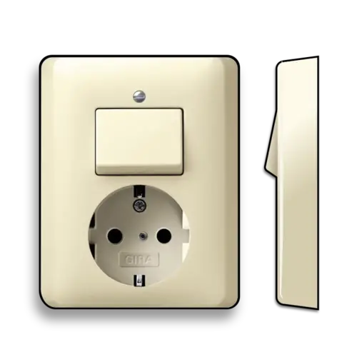 Gira 017601 combinatie schakelaar en wandcontactdoos randaarde Standaard 55 creme glans