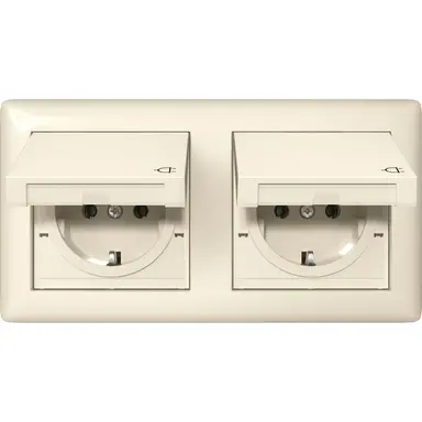 Gira 415801 wandcontactdoos randaarde klapdeksel 2-voudig IP44 compleet Standaard 55 creme glans