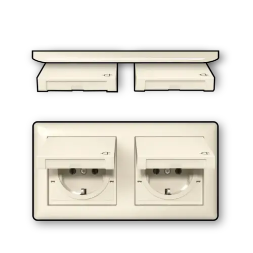 Gira 415801 wandcontactdoos randaarde klapdeksel 2-voudig IP44 compleet Standaard 55 creme glans