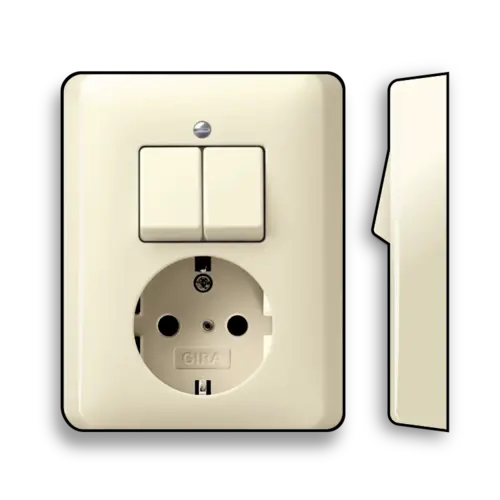 Gira 017501 combinatie serieschakelaar en wandcontactdoos randaarde Standaard 55 creme glans