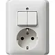 Gira 017503 combinatie serieschakelaar en wandcontactdoos randaarde Standaard 55 wit glans
