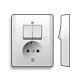 Gira 017503 combinatie serieschakelaar en wandcontactdoos randaarde Standaard 55 wit glans