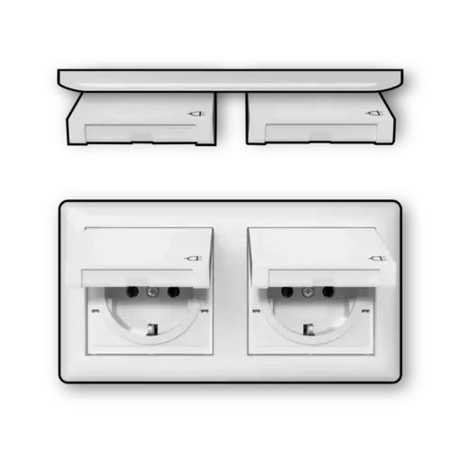 Gira 415803 wandcontactdoos randaarde klapdeksel 2-voudig IP44 compleet Standaard 55 wit glans