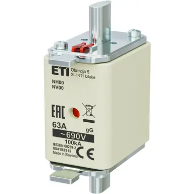 ETI 416800312 zekering 690V 63A NH00 gG