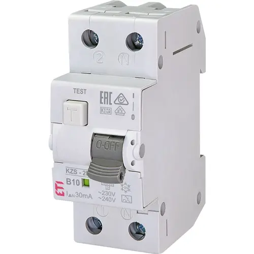 ETI 432000102 aardlekautomaat KZS-2M B 10A 30mA 1p+n