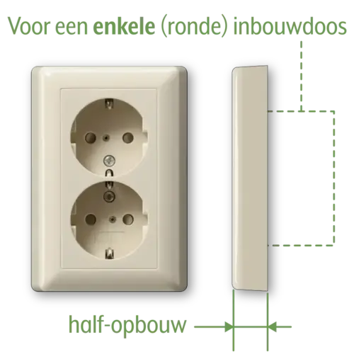Gira 078301 wandcontactdoos 2-voudig randaarde verhoogde aanraakbeveiliging voor enkele inbouwdoos Systeem 55 creme glans