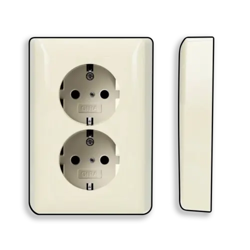 Gira 078301 wandcontactdoos 2-voudig randaarde verhoogde aanraakbeveiliging voor enkele inbouwdoos Systeem 55 creme glans