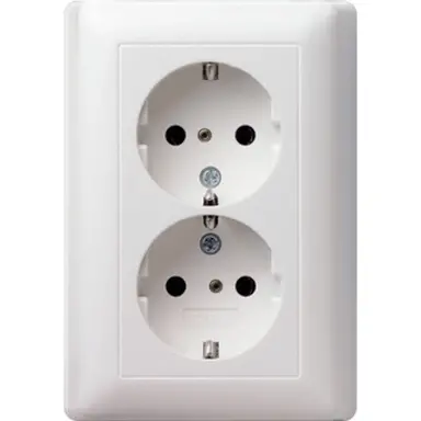 Gira 078303 wandcontactdoos 2-voudig randaarde verhoogde aanraakbeveiliging voor enkele inbouwdoos Systeem 55 wit glans