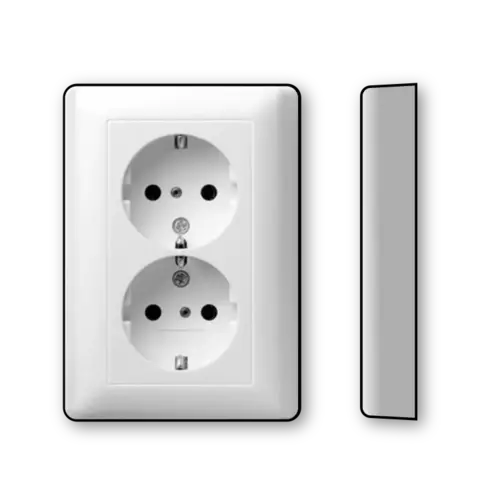 Gira 078303 wandcontactdoos 2-voudig randaarde verhoogde aanraakbeveiliging voor enkele inbouwdoos Systeem 55 wit glans