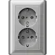 Gira 078326 wandcontactdoos 2-voudig randaarde verhoogde aanraakbeveiliging voor enkele inbouwdoos Systeem 55 aluminium mat