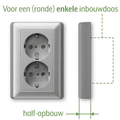 Gira 078326 wandcontactdoos 2-voudig randaarde verhoogde aanraakbeveiliging voor enkele inbouwdoos Systeem 55 aluminium mat