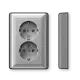 Gira 078326 wandcontactdoos 2-voudig randaarde verhoogde aanraakbeveiliging voor enkele inbouwdoos Systeem 55 aluminium mat