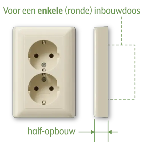 Gira 078801 wandcontactdoos 2-voudig randaarde voor enkele inbouwdoos Standaard 55 creme glans