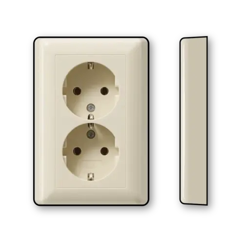 Gira 078801 wandcontactdoos 2-voudig randaarde voor enkele inbouwdoos Standaard 55 creme glans