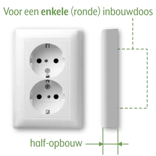 Gira 078803 wandcontactdoos 2-voudig randaarde voor enkele inbouwdoos Standaard 55 wit glans