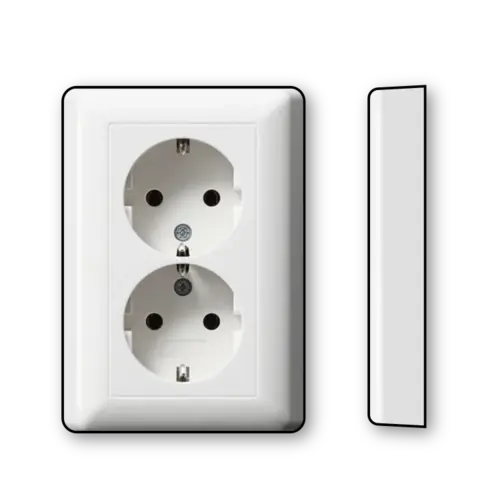 Gira 078803 wandcontactdoos 2-voudig randaarde voor enkele inbouwdoos Standaard 55 wit glans