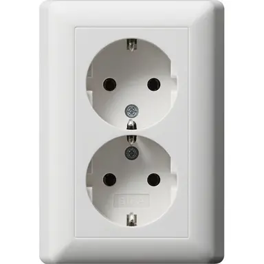 Gira 078804 wandcontactdoos 2-voudig randaarde voor enkele inbouwdoos Systeem 55 wit mat