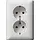 Gira 078804 wandcontactdoos 2-voudig randaarde voor enkele inbouwdoos Systeem 55 wit mat