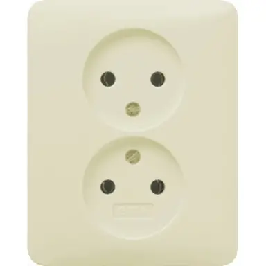 Gira 079801 wandcontactdoos 2-voudig zonder randaarde voor enkele inbouwdoos Standaard 55 creme glans