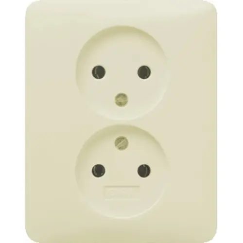 Gira 079801 wandcontactdoos 2-voudig zonder randaarde voor enkele inbouwdoos Standaard 55 creme glans