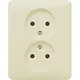 Gira 079801 wandcontactdoos 2-voudig zonder randaarde voor enkele inbouwdoos Standaard 55 creme glans