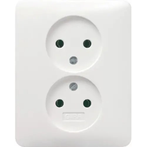 Gira 079803 wandcontactdoos 2-voudig zonder randaarde voor enkele inbouwdoos Standaard 55 wit glans