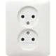 Gira 079803 wandcontactdoos 2-voudig zonder randaarde voor enkele inbouwdoos Standaard 55 wit glans
