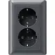 Gira 078328 wandcontactdoos 2-voudig randaarde verhoogde aanraakbeveiliging voor enkele inbouwdoos Systeem 55 antraciet mat