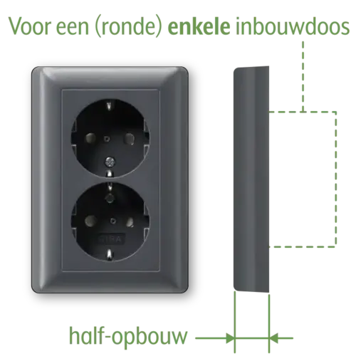 Gira 078328 wandcontactdoos 2-voudig randaarde verhoogde aanraakbeveiliging voor enkele inbouwdoos Systeem 55 antraciet mat