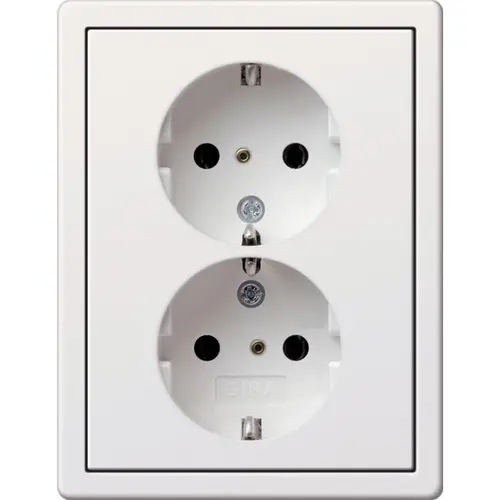 Gira 0780112 wandcontactdoos 2-voudig randaarde voor enkele inbouwdoos F100 wit glans