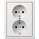 Gira 0780112 wandcontactdoos 2-voudig randaarde voor enkele inbouwdoos F100 wit glans