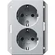 Gira 273126 wandcontactdoos 2-voudig randaarde verhoogde aanraakbeveiliging voor enkele inbouwdoos Systeem 55 aluminium mat