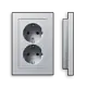 Gira 273126 wandcontactdoos 2-voudig randaarde verhoogde aanraakbeveiliging voor enkele inbouwdoos Systeem 55 aluminium mat
