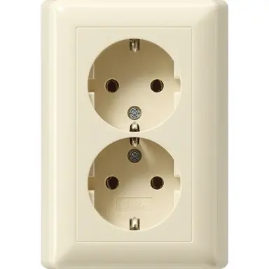 Gira 078201 wandcontactdoos 2-voudig randaarde voor ovale 1,5 inbouwdoos Standaard 55 creme glans