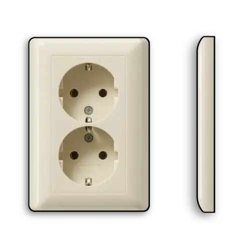 Gira 078201 wandcontactdoos 2-voudig randaarde voor ovale 1,5 inbouwdoos Standaard 55 creme glans