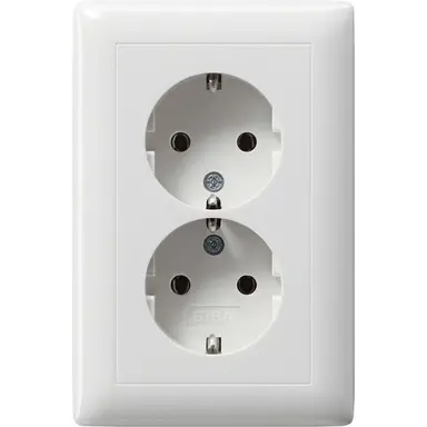 Gira 078203 wandcontactdoos 2-voudig randaarde voor ovale 1,5 inbouwdoos Standaard 55 wit glans