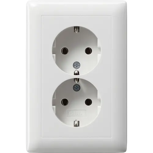 Gira 078203 wandcontactdoos 2-voudig randaarde voor ovale 1,5 inbouwdoos Standaard 55 wit glans