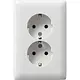 Gira 078203 wandcontactdoos 2-voudig randaarde voor ovale 1,5 inbouwdoos Standaard 55 wit glans