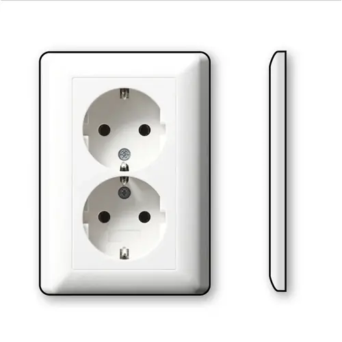 Gira 078203 wandcontactdoos 2-voudig randaarde voor ovale 1,5 inbouwdoos Standaard 55 wit glans