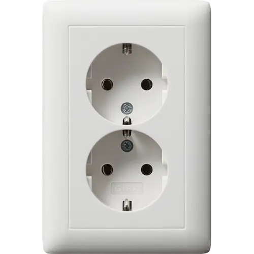 Gira 078204 wandcontactdoos 2-voudig randaarde voor ovale 1,5 inbouwdoos Standaard 55 wit mat