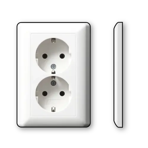 Gira 078204 wandcontactdoos 2-voudig randaarde voor ovale 1,5 inbouwdoos Standaard 55 wit mat