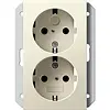 Gira 273101 wandcontactdoos 2-voudig randaarde verhoogde aanraakbeveiliging voor enkele inbouwdoos Systeem 55 creme glans