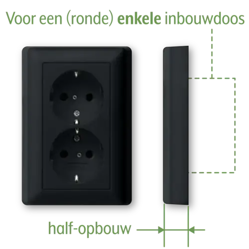 Gira 0783005 wandcontactdoos 2-voudig randaarde verhoogde aanraakbeveiliging voor enkele inbouwdoos Systeem 55 zwart mat