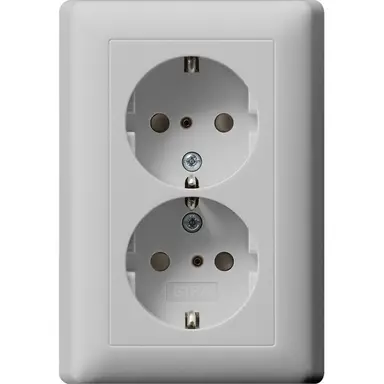 Gira 0783015 wandcontactdoos 2-voudig randaarde verhoogde aanraakbeveiliging voor enkele inbouwdoos Systeem 55 grijs mat