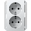 Gira 273503 wandcontactdoos 2-voudig randaarde Safety+ voor ovale 1,5 inbouwdoos Systeem 55 wit glans