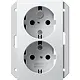 Gira 273503 wandcontactdoos 2-voudig randaarde Safety+ voor ovale 1,5 inbouwdoos Systeem 55 wit glans