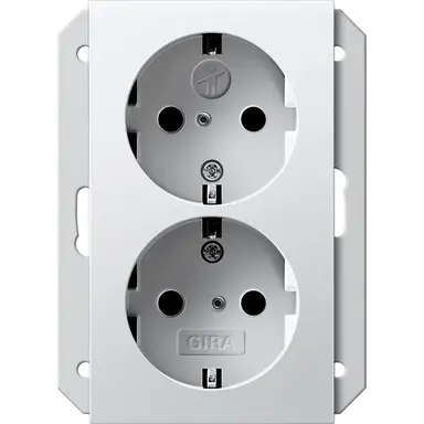Gira 273527 wandcontactdoos 2-voudig randaarde Safety+ voor ovale 1,5 inbouwdoos Systeem 55 wit mat